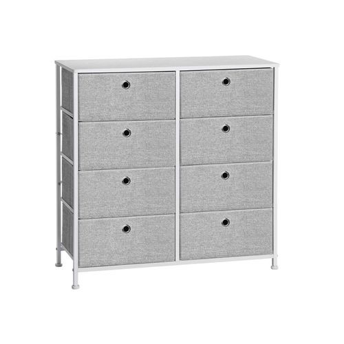 Gray &amp; White 4-Tier Storage Dresser with Fabric Drawers | Songmics