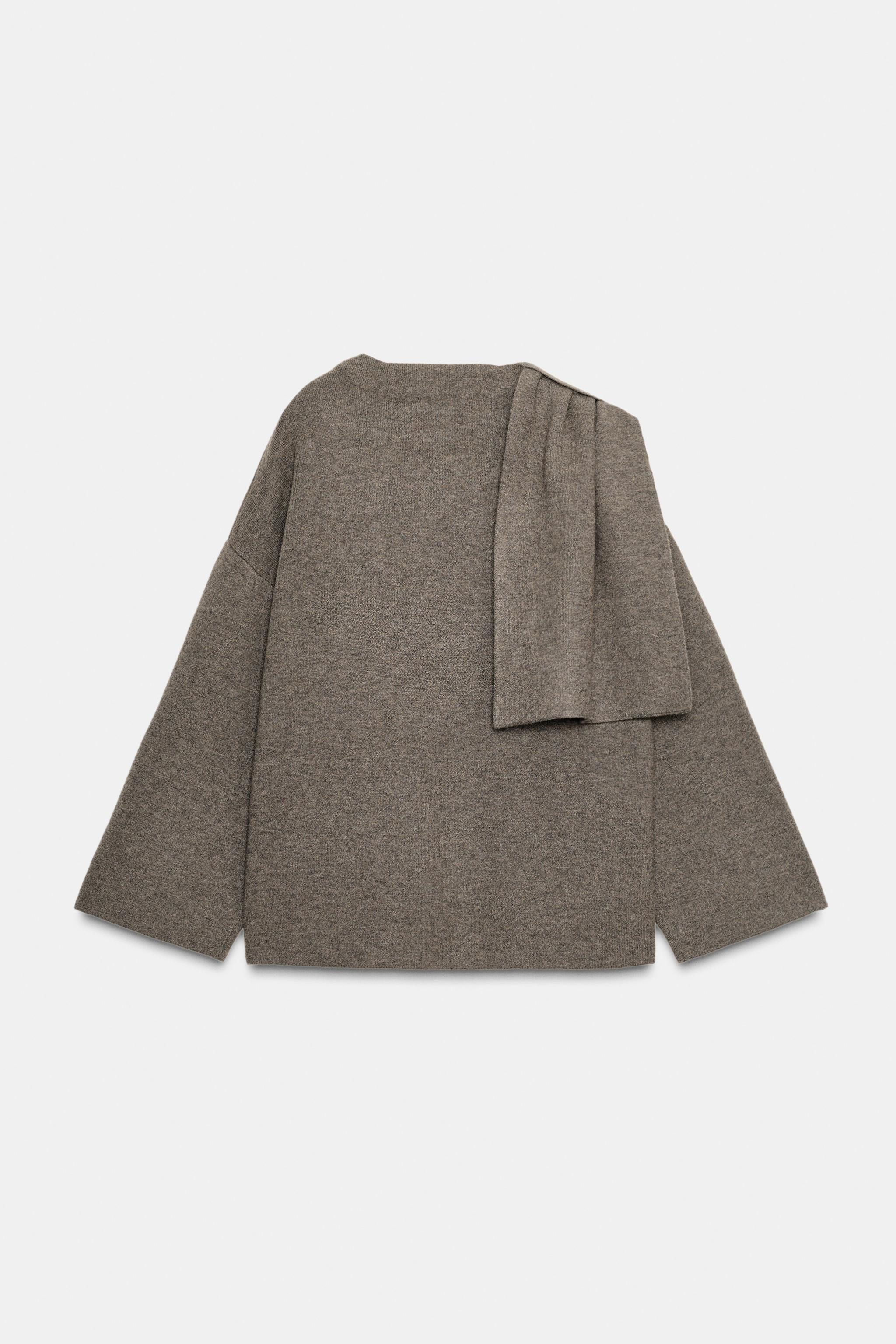 SHORT KNIT COAT WITH SCARF | Zara AU