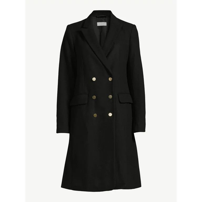 Free Assembly Women's Double Breasted Coat, Midweight | Walmart (US)