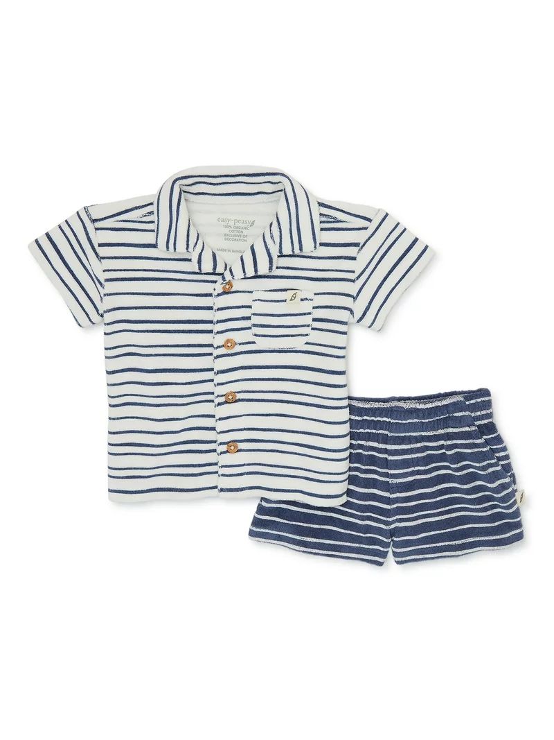 easy-peasy Baby Boy Terry Cloth Shirt and Shorts Set, 2-Pieces, Sizes 0-24M | Walmart (US)