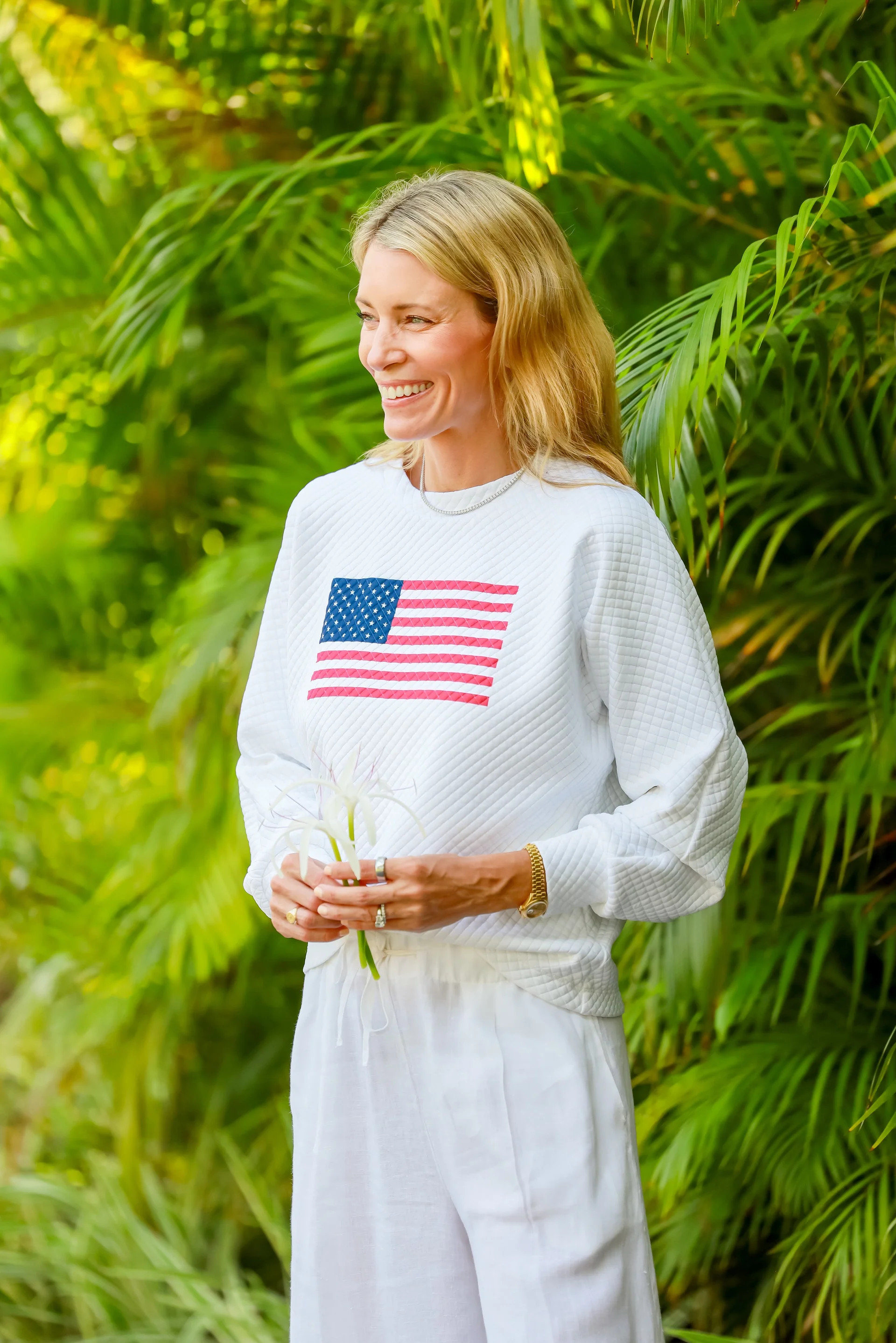 Ingrid Pullover in Terry Fleece (Navy Scallop Stripe) | Dudley Stephens