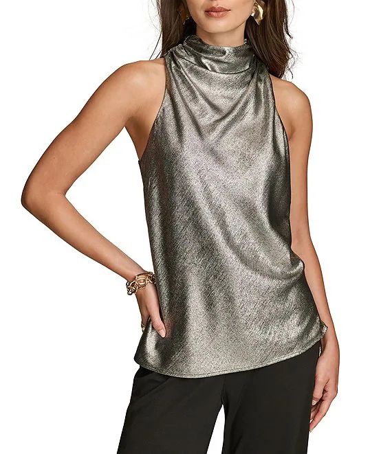 Donna Karan Metallic Foil Sleeveless High Cowl Neck Top | Dillard's | Dillard's