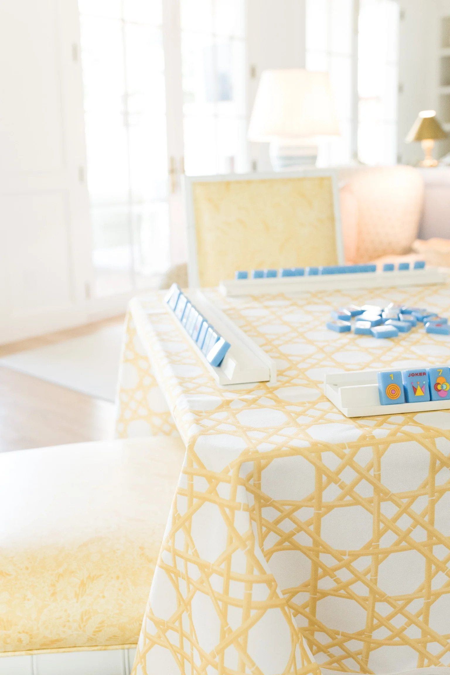 Scalloped Square Table Topper | Gold Cane | Frances Fields Home