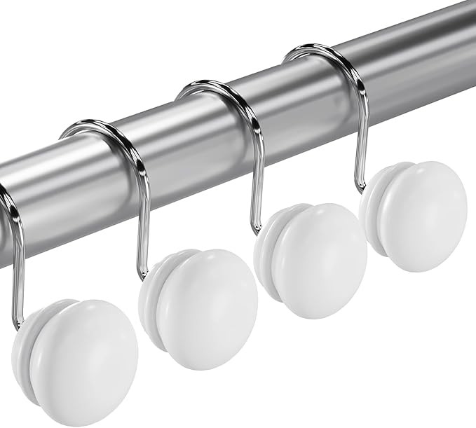 Creative Scents White Shower Curtain Hooks - Set of 12 White Shower Curtain Rings for Bathroom Sh... | Amazon (US)