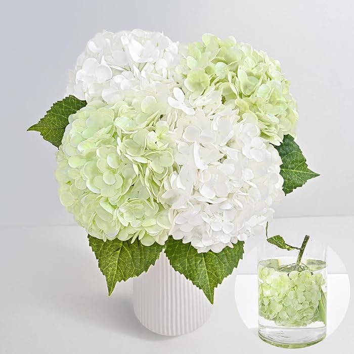 MARTINE MALL 4Pcs 21in Hydrangea Artificial Flowers, Latex Real Touch Hydrangeas Lifelike Large H... | Amazon (US)