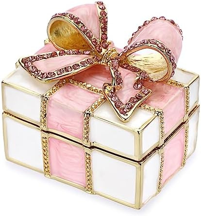 ELLDOO Mini Trinket Box, Bow-knot Gift Box Style Hinged Jewelry Box Vintage Metal Enameled Decora... | Amazon (US)