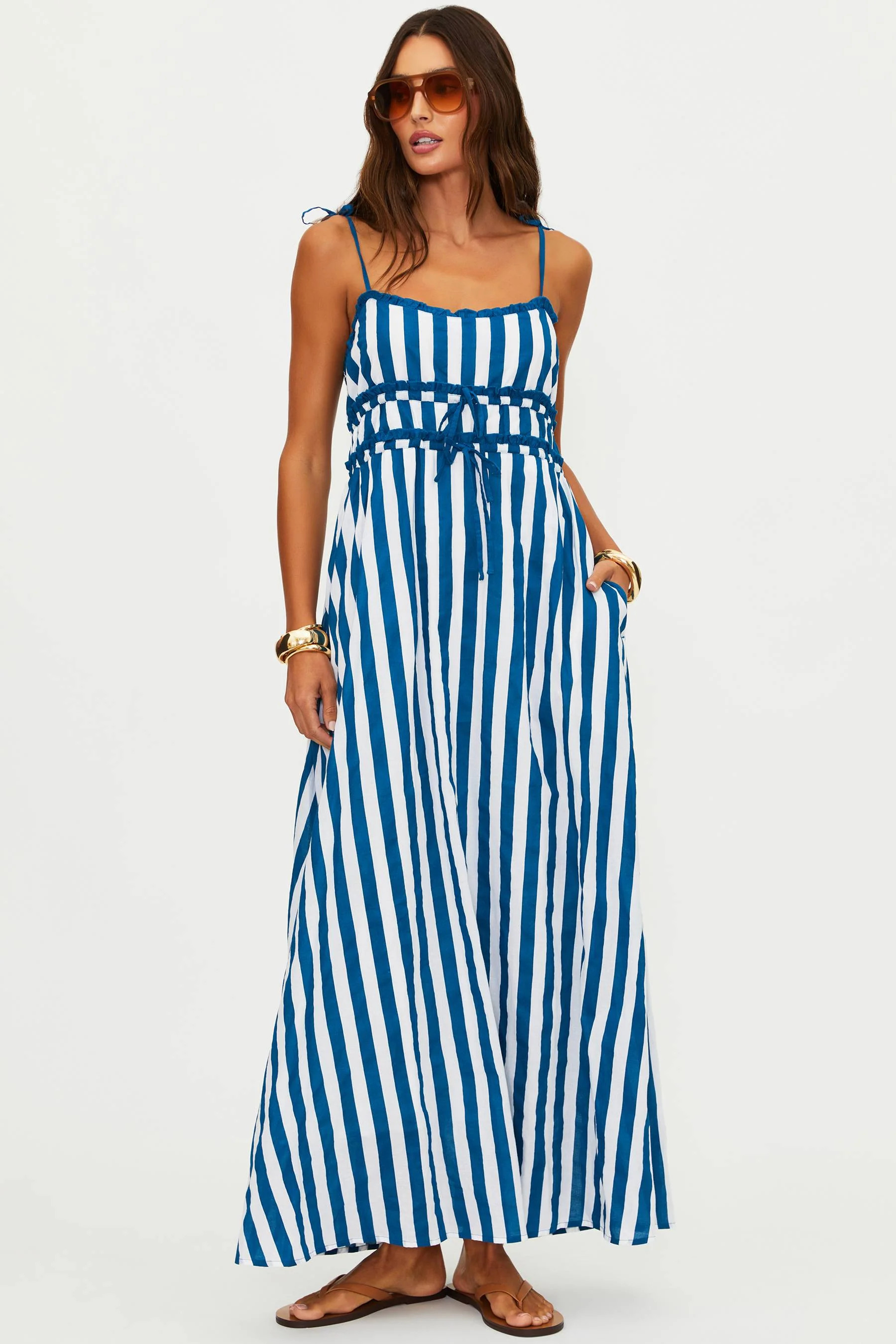 Levie Maxi Dress Twilight Tides Stripes | Navy & White Striped Maxi Dress | Beach Riot | Beach Riot
