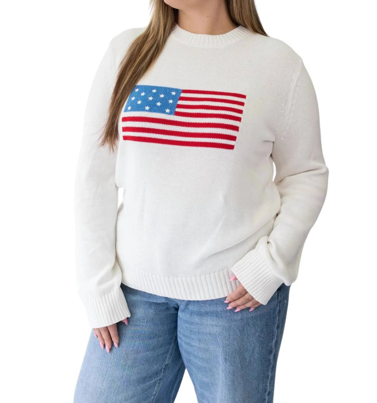 American Flag Sweater In Ivory | Shop Simon