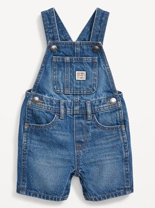 Unisex Slouchy Straight Jean Shortalls for Baby | Old Navy (CA)