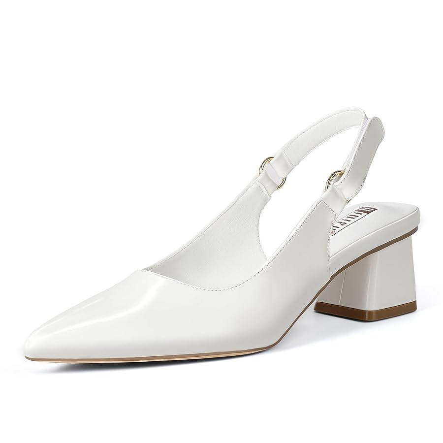 IDIFU IN2 Slingback Closed Toe Heels Chunky Low Block Short Heels Women's Pumps Hook and Loop Poi... | Amazon (US)