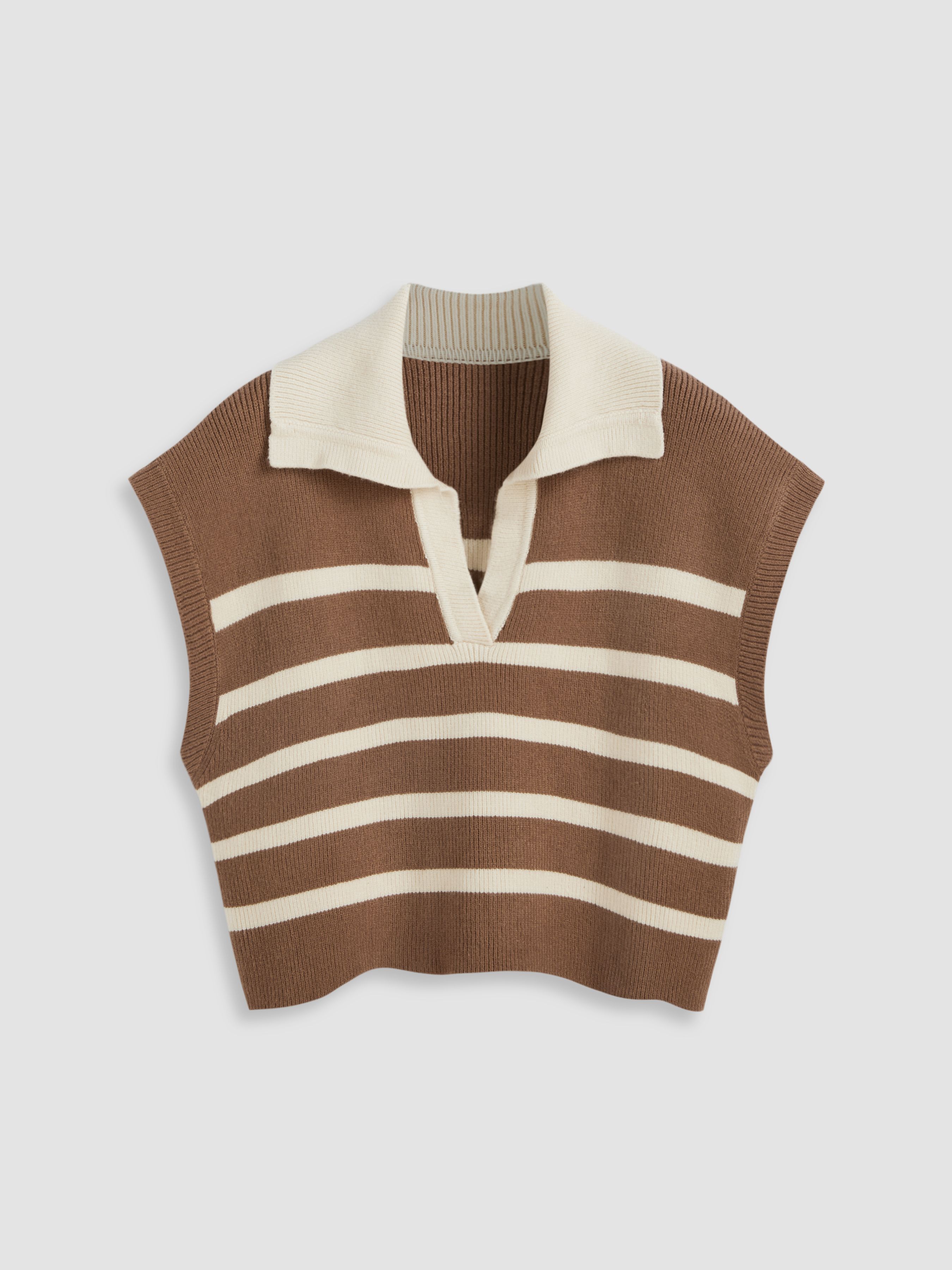 Knit Fabric  Knit Striped Polo Vest | Cider