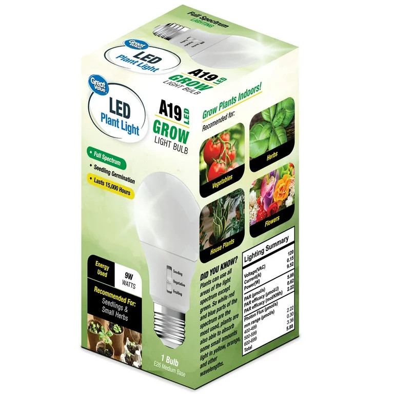Great Value A19 Color Selectable Grow Light Bulb | Walmart (US)