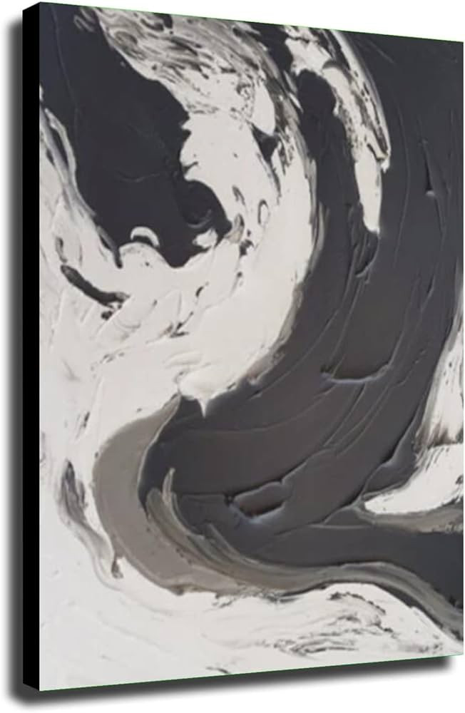 KSALPCH 100% Hand-Painted Original Paintings Living Room Home Decor Interior Art Abstract Black a... | Amazon (US)