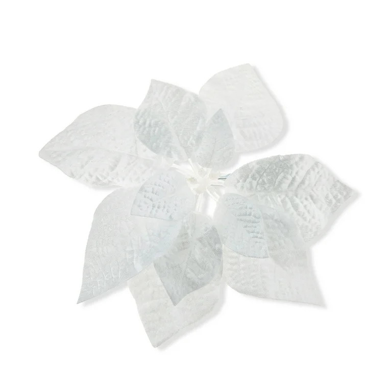 White Velvet Poinsettia Christmas Clip Ornament, 11 in, by Holiday Time | Walmart (US)