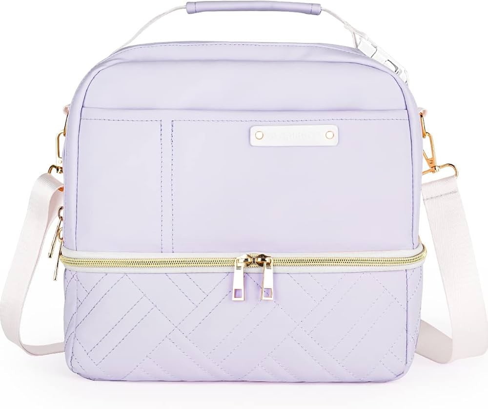 GLORIEROO® Lunch Bag Women Men, Large Insulated Lunch Box Tote Cooler - Stylish Vegan Leather 2 ... | Amazon (US)