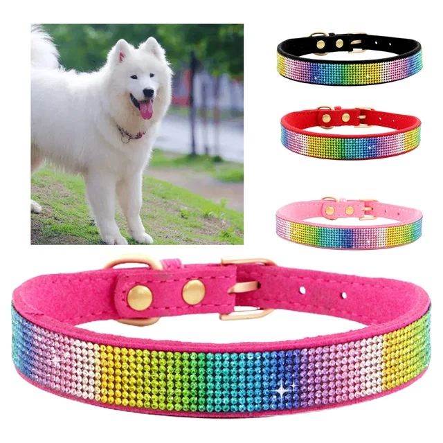 Bigstone Pet Collar Rhinestone Wear-resistant Shiny Fashion Dog Necklace Loop for Small Medium La... | Walmart (US)