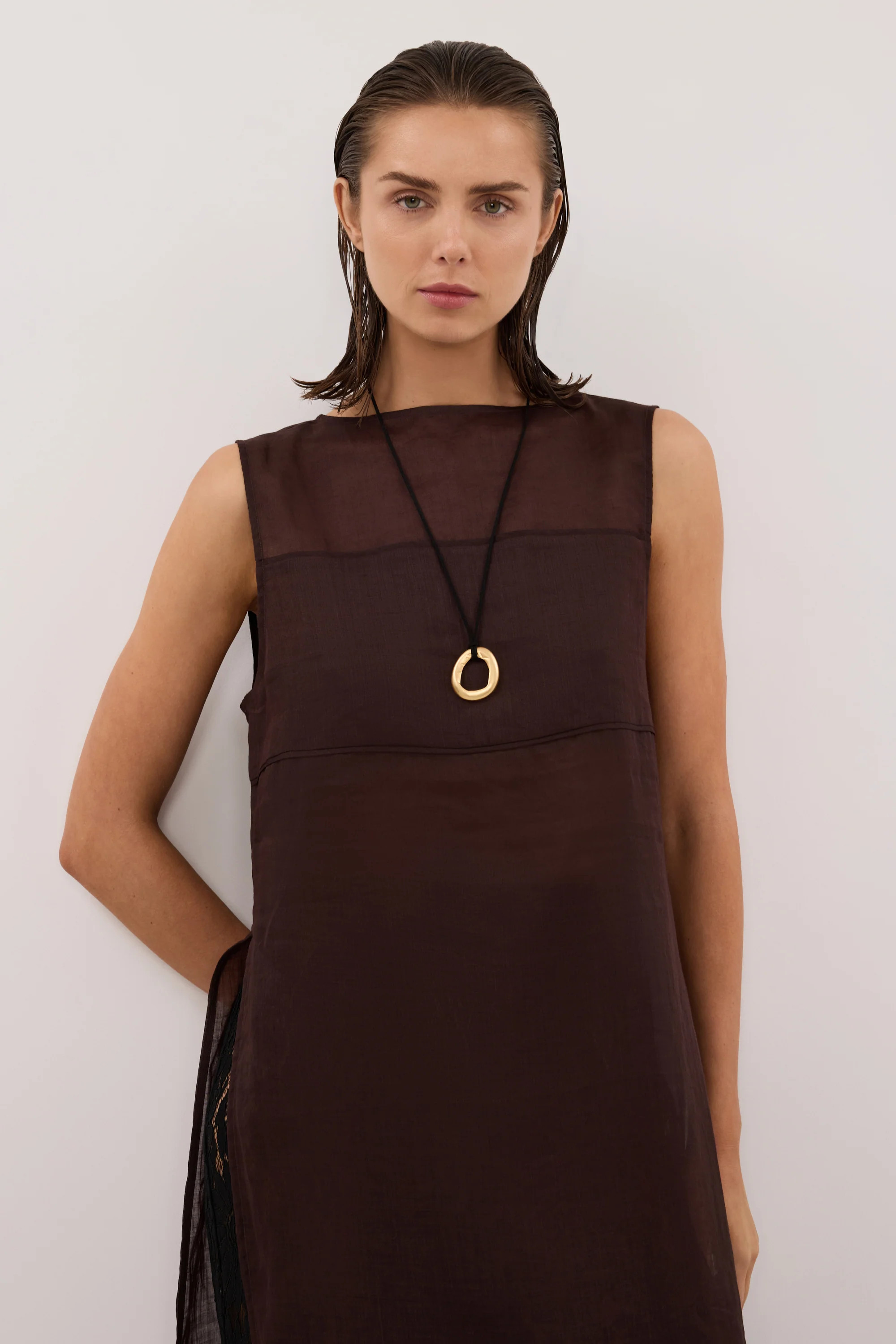KAI BURNT CHOC RAMIE TUNIC TOP | DISSH