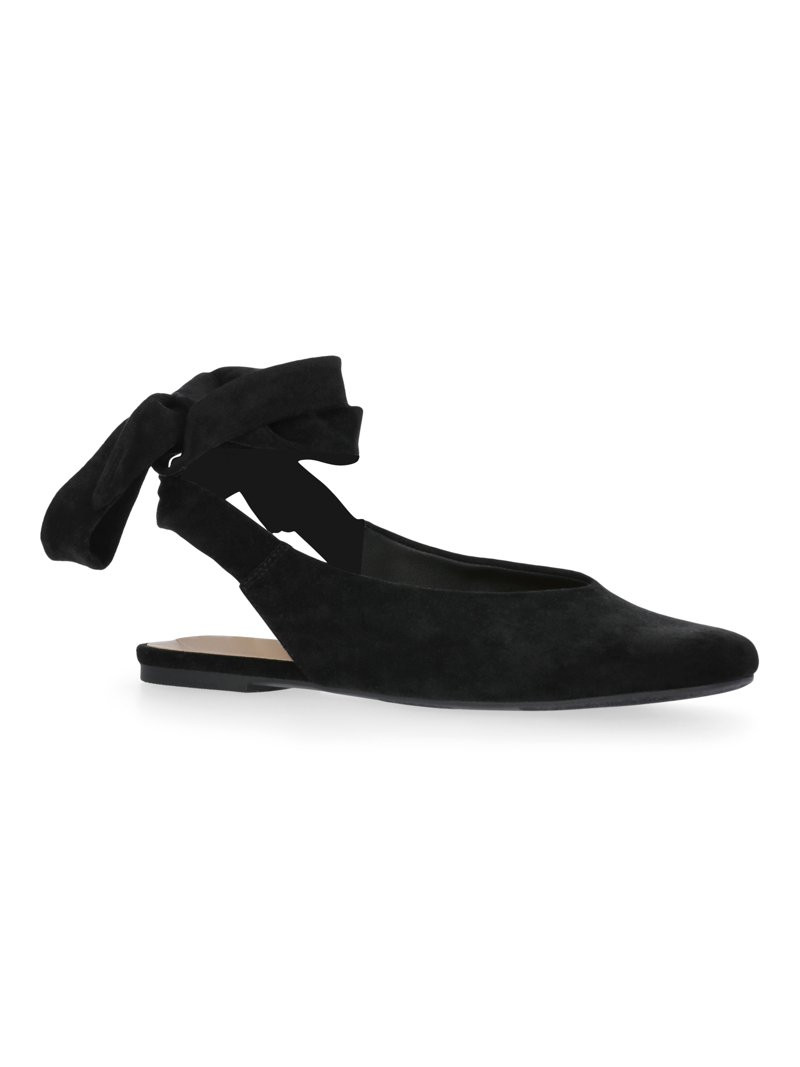 Scoop Women's Faux Suede Ankle Wrap Ballet Flats | Walmart (US)