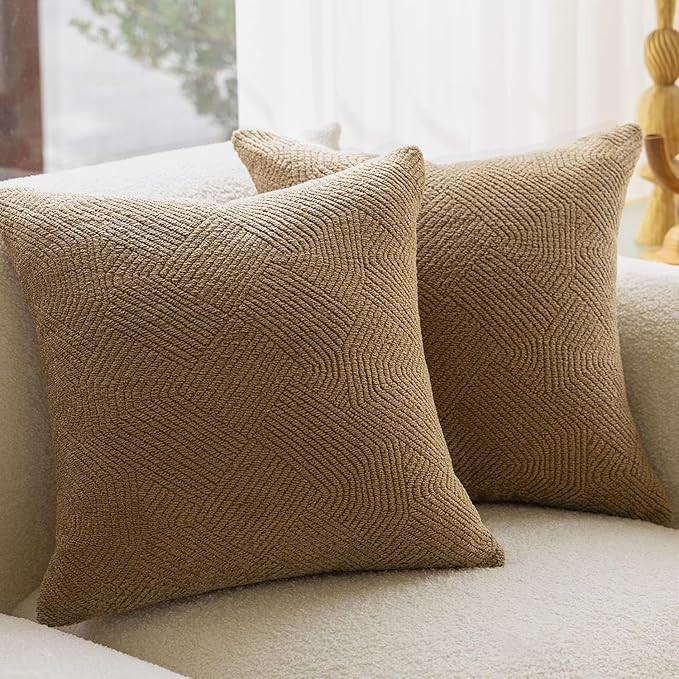 DOMVITUS Boucle Pillow Covers 20x20 Throw Pillows for Couch Set of 2 Neutral Pillow Covers Decora... | Amazon (US)
