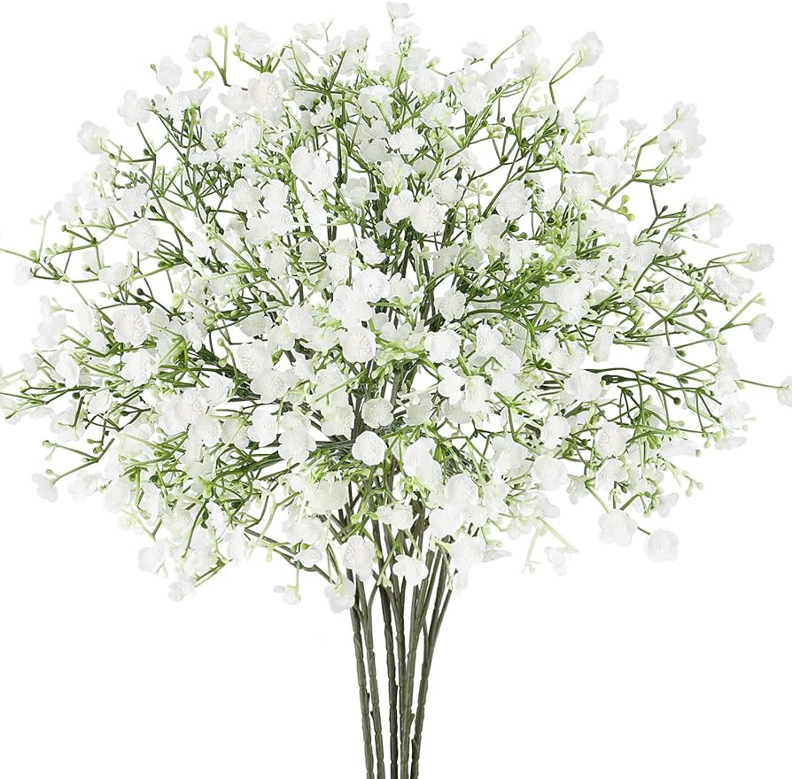 N&T NIETING 6Pcs Babys Breath Artificial Flowers,Real Touch Fake White Flowers Faux Flowers Bouqu... | Amazon (US)
