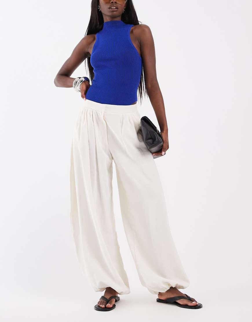 ASOS DESIGN Tailored balloon trouser in off white-No colour | ASOS (Global)