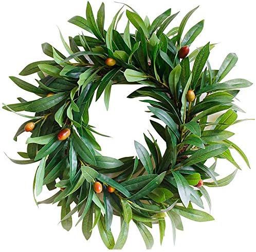 Ctzrzyt Olive Branch Greenery Wreath, 17 Inches Small Green Leaves Wreath for Front Door or Indoo... | Amazon (CA)