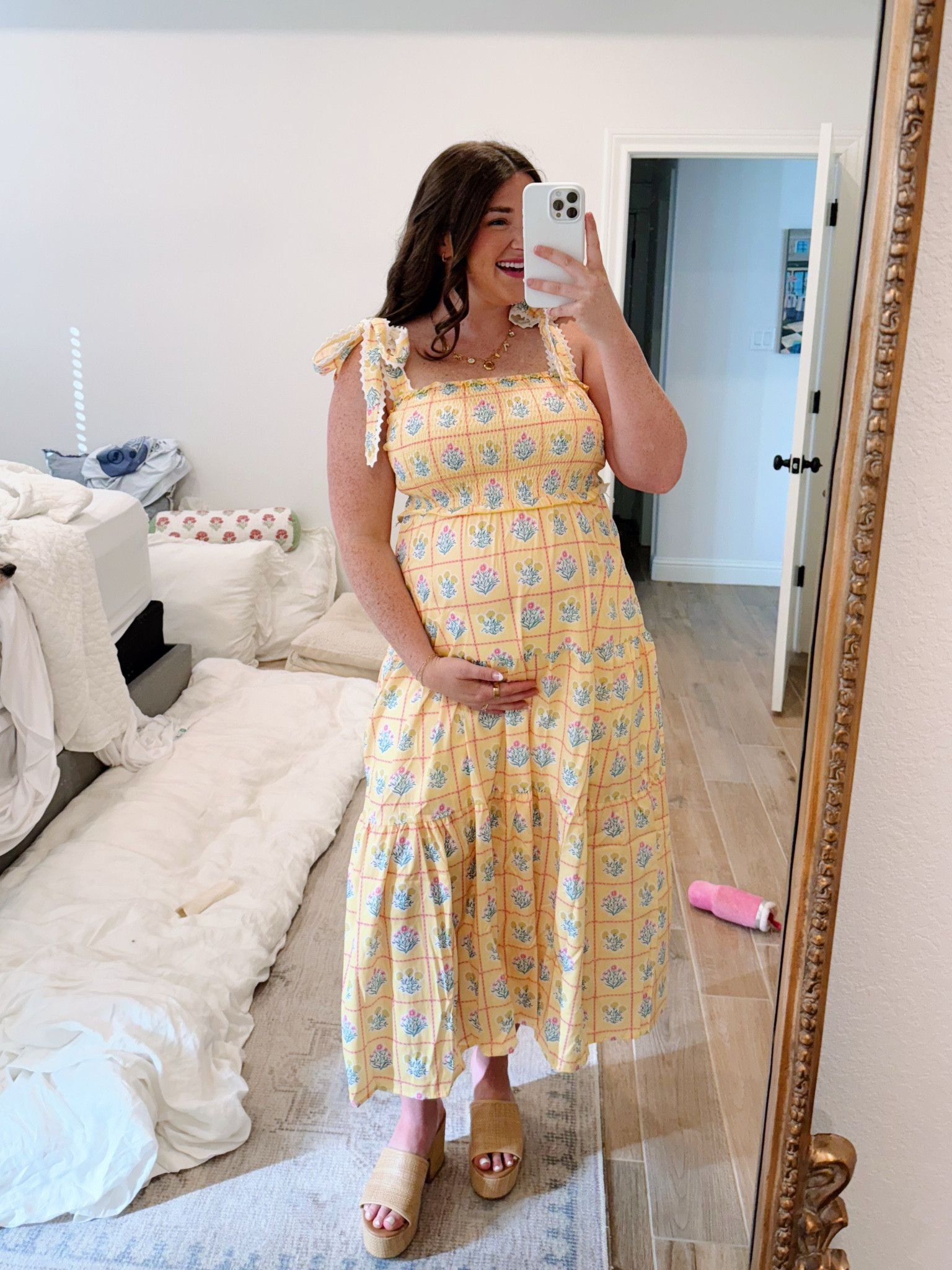 loveeeee this Amazon find! light, cooling fabric but is not see through! 
Wearing size large! 

#LTKMidsize #LTKBump