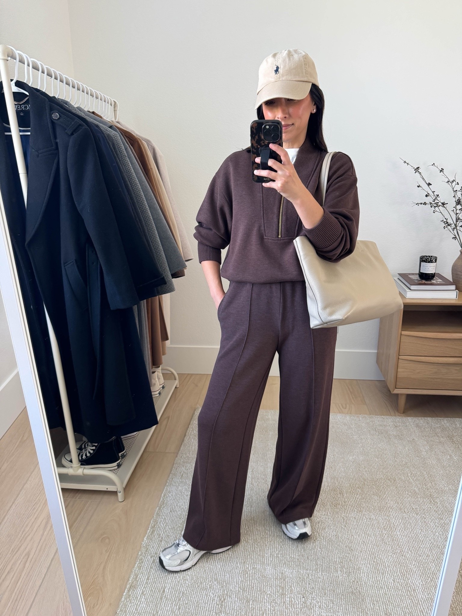 Elevated sweat sets. Mom-life outfits. Another incredible Varley set. Truly, my go-to. The full length pants are only slightly long on me after a wash and dry. Should work for you if you're taller than 5ft. 

Varley pullover small
Varley pants xs 27" inseam
New Balance 530's Size 4.5 mens
Cuyana tote small in Stone
Polo Ralph lauren hat
Everlane tee medium

Petite style, athleisure

#LTKmomlife #LTKOver40 #LTKPetite