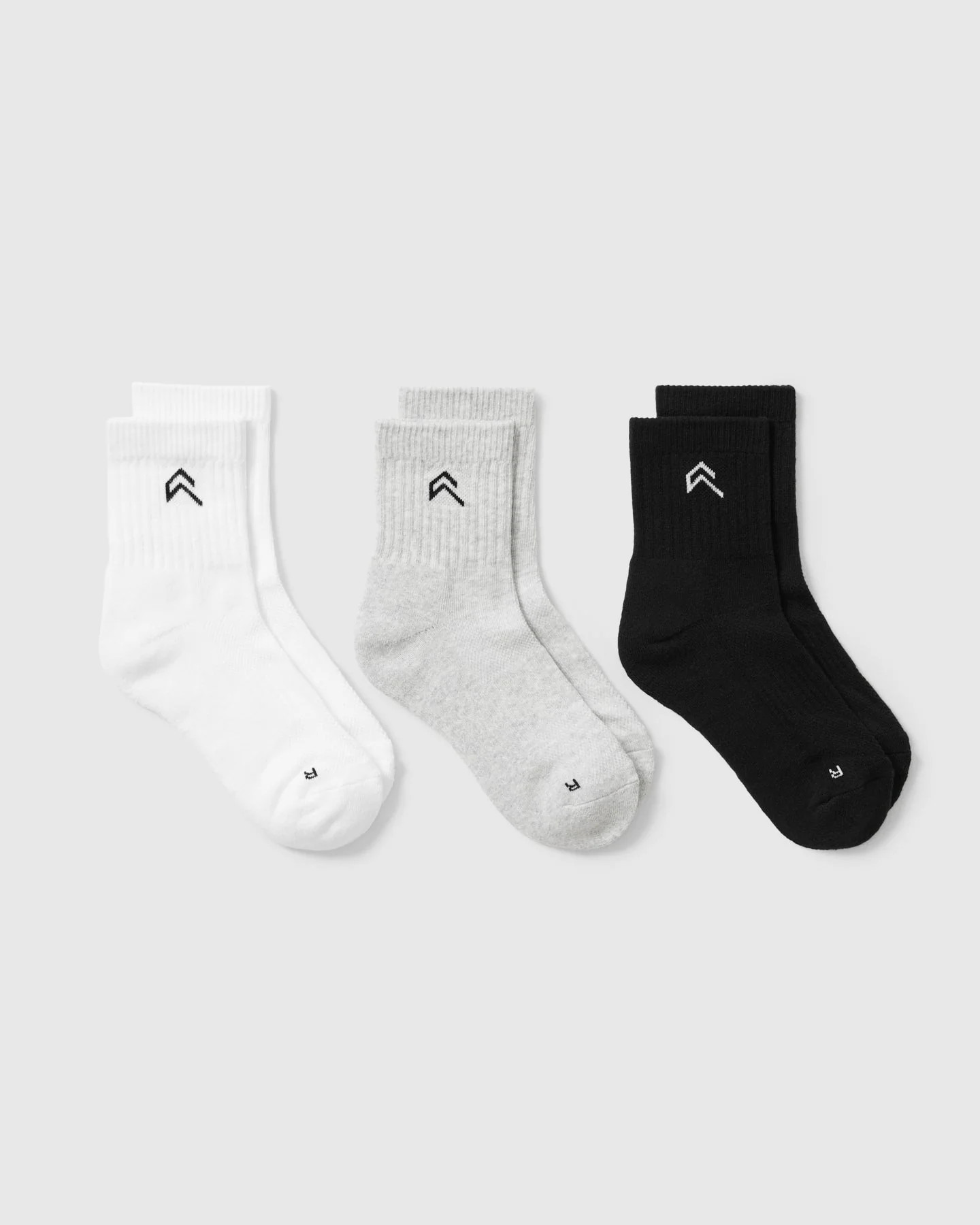 Mid Crew Socks 3 Pack 
 Grey/White/Black | Oner Active (UK / US)