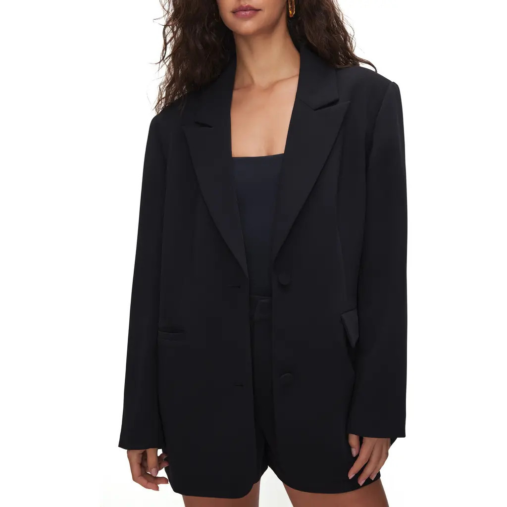 Good American Luxe Suiting Boyfriend Blazer in Black001 at Nordstrom Rack, Size Small/medium | Nordstrom Rack