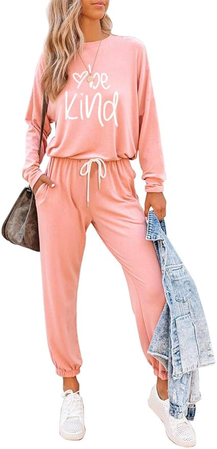 ETCYY Women's Two Piece Outfits Sweatsuit Set Long Pant Pajamas Lounge Set Workout Athletic Track... | Amazon (US)