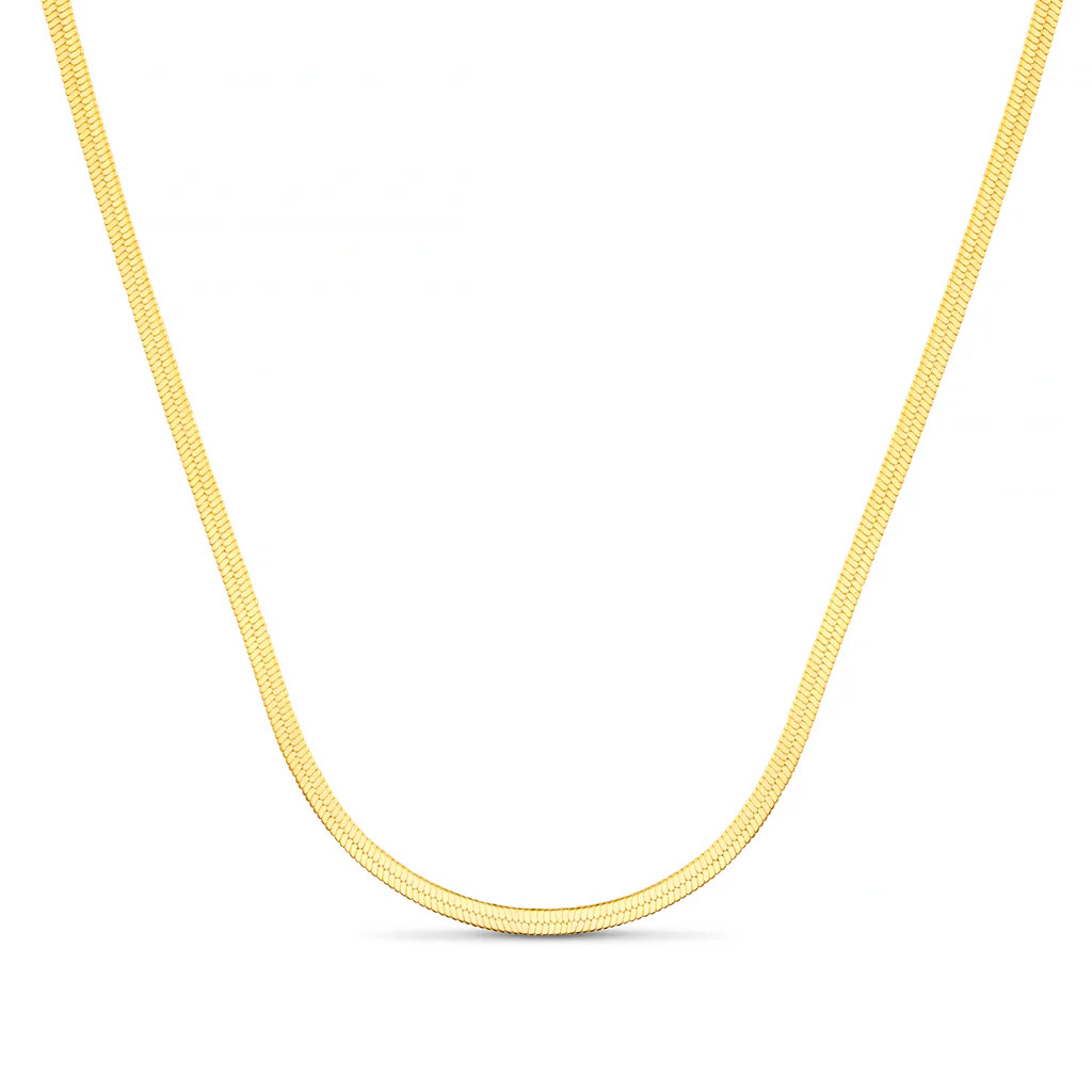 Flat Snake Chain Necklace - Gold | Orelia