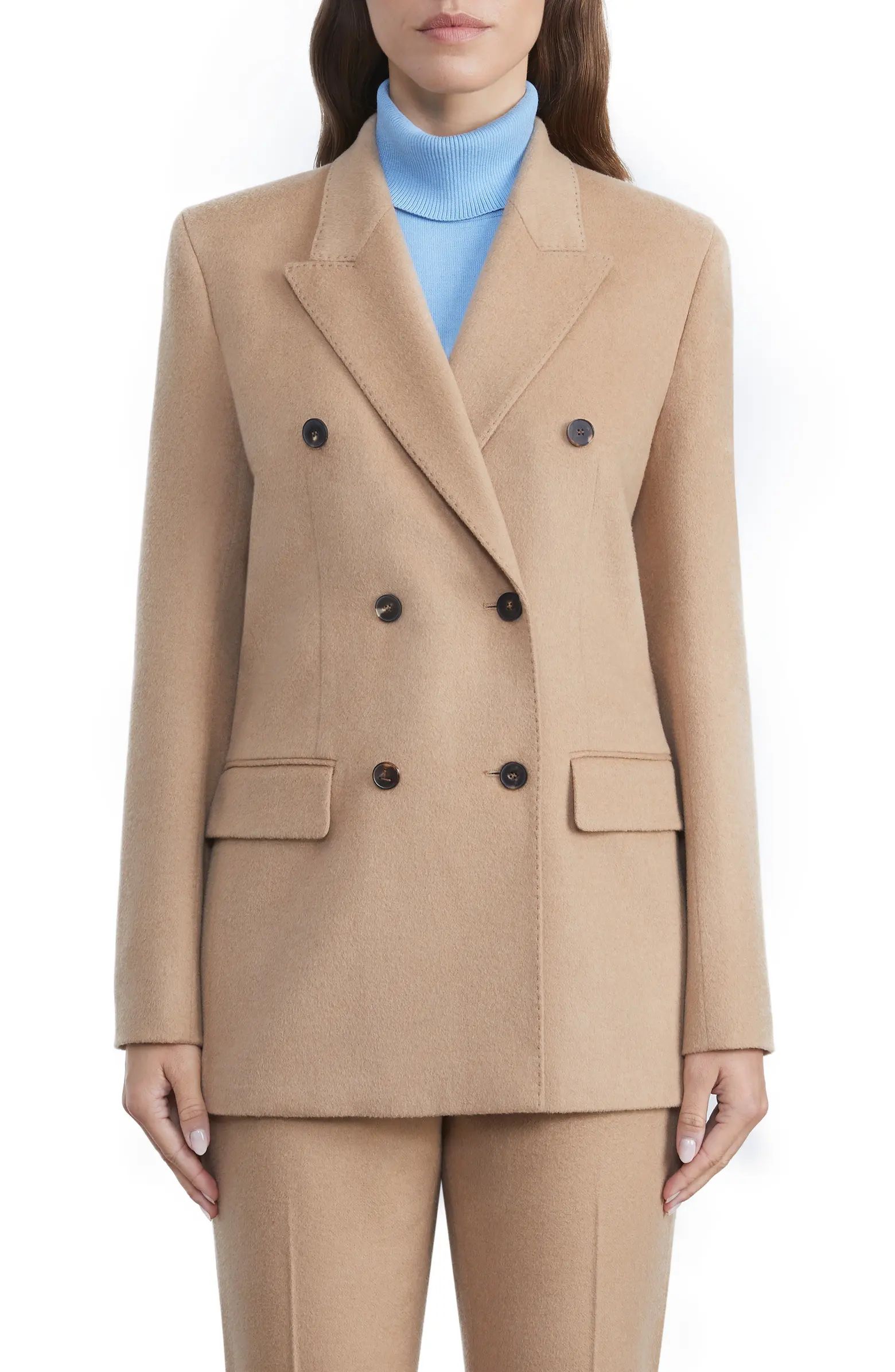 Trinity Double Breasted Camel Hair Blazer | Nordstrom