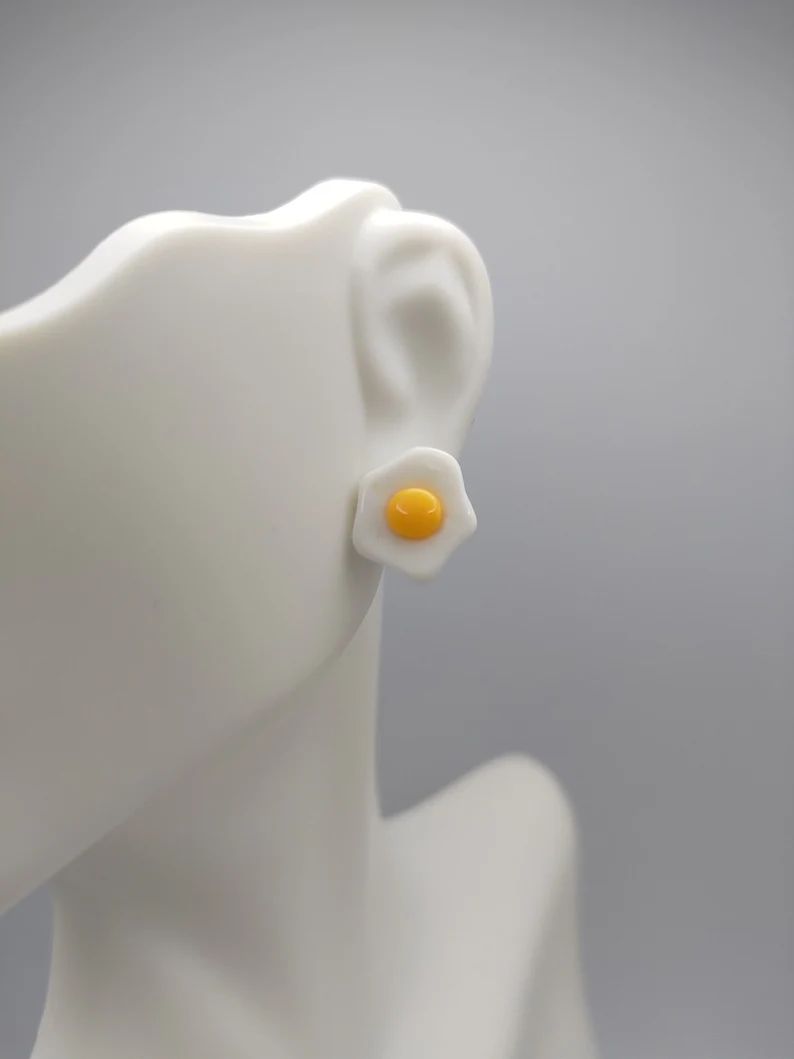 Cute Silly Fried Egg Stud Earrings - Etsy | Etsy (US)