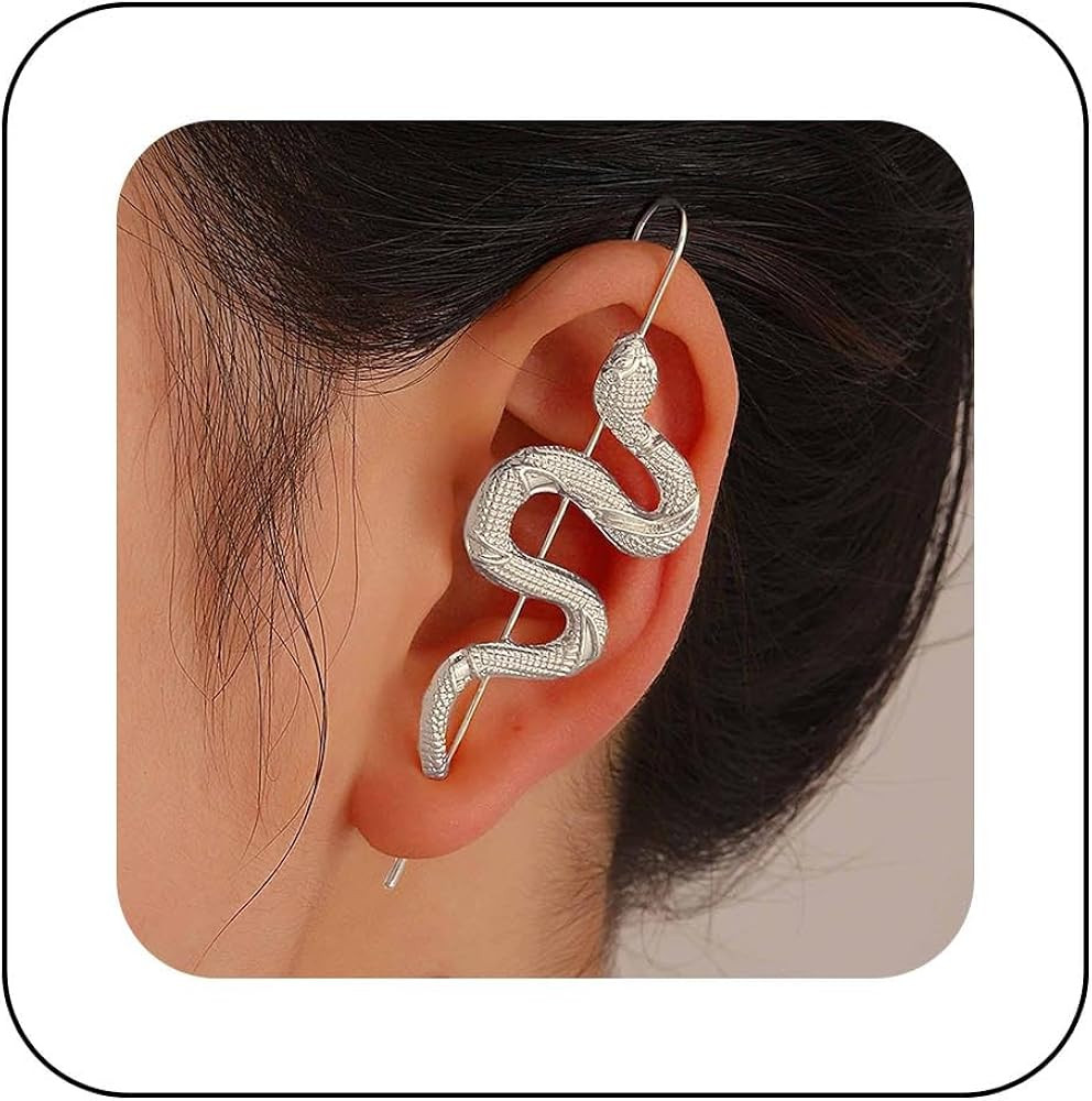 Allereyae Vintage Snake Earrings - Gold Snake Ear Wrap Crawler Jewelry for Women | Amazon (US)