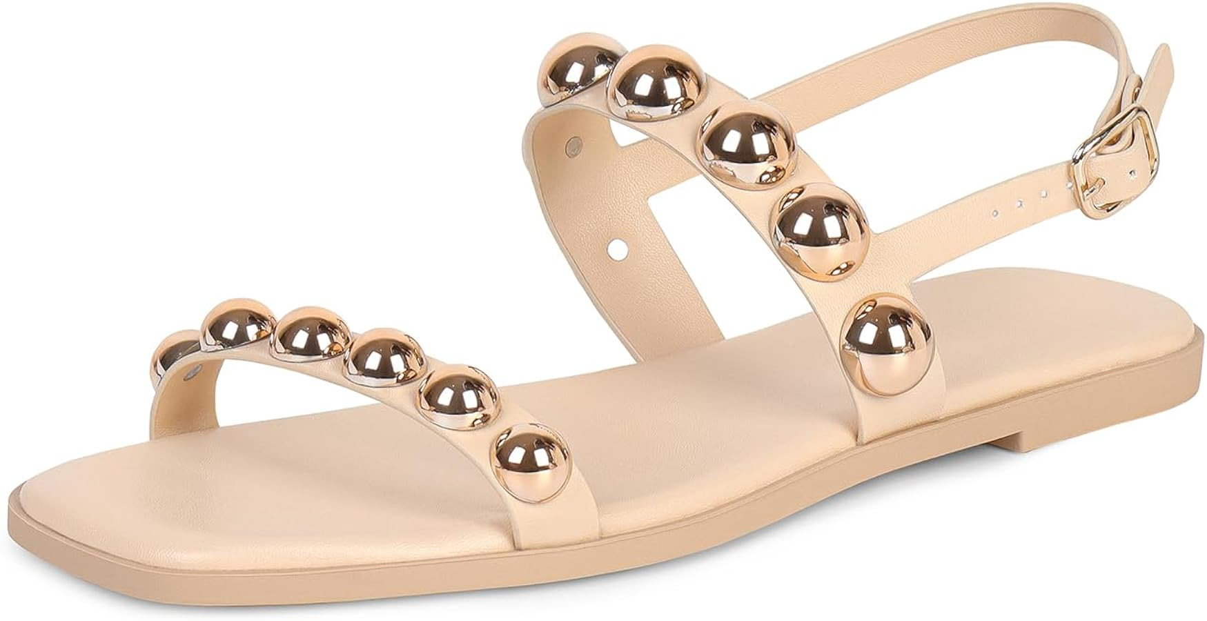 Dsevht Strappy Flat Sandals for Women Comfortable Open Square Toe Sandals Dressy Beach Thong Flip... | Amazon (US)