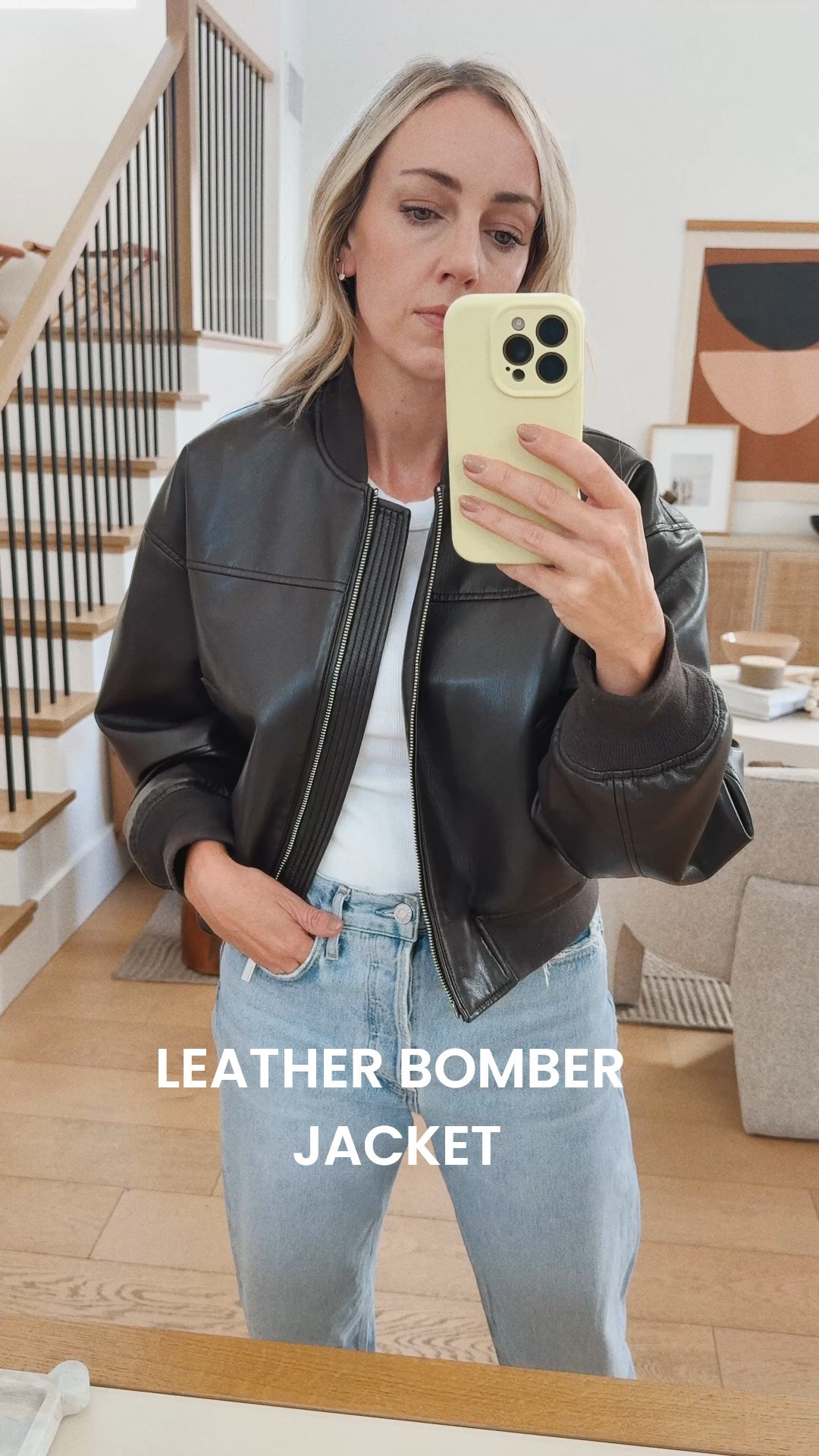 One of my top 5 favorite purchases this year! This bomber jacket is perfection! I have the deep brown color and it goes with anything. I love the slightly cropped fit and how you can really dress it up or down.