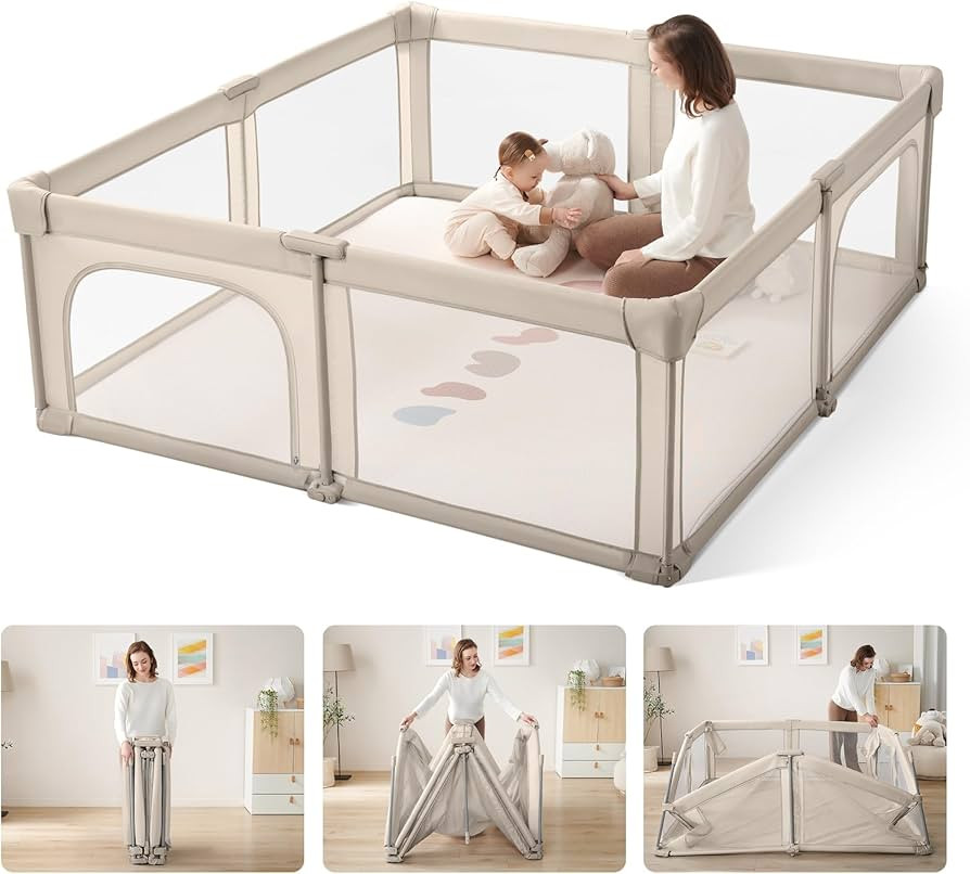 Baby Playpen Portable, Pre-Assembled Play Pen 71x79 Large Foldable Playpen for Babies and Toddler... | Amazon (US)