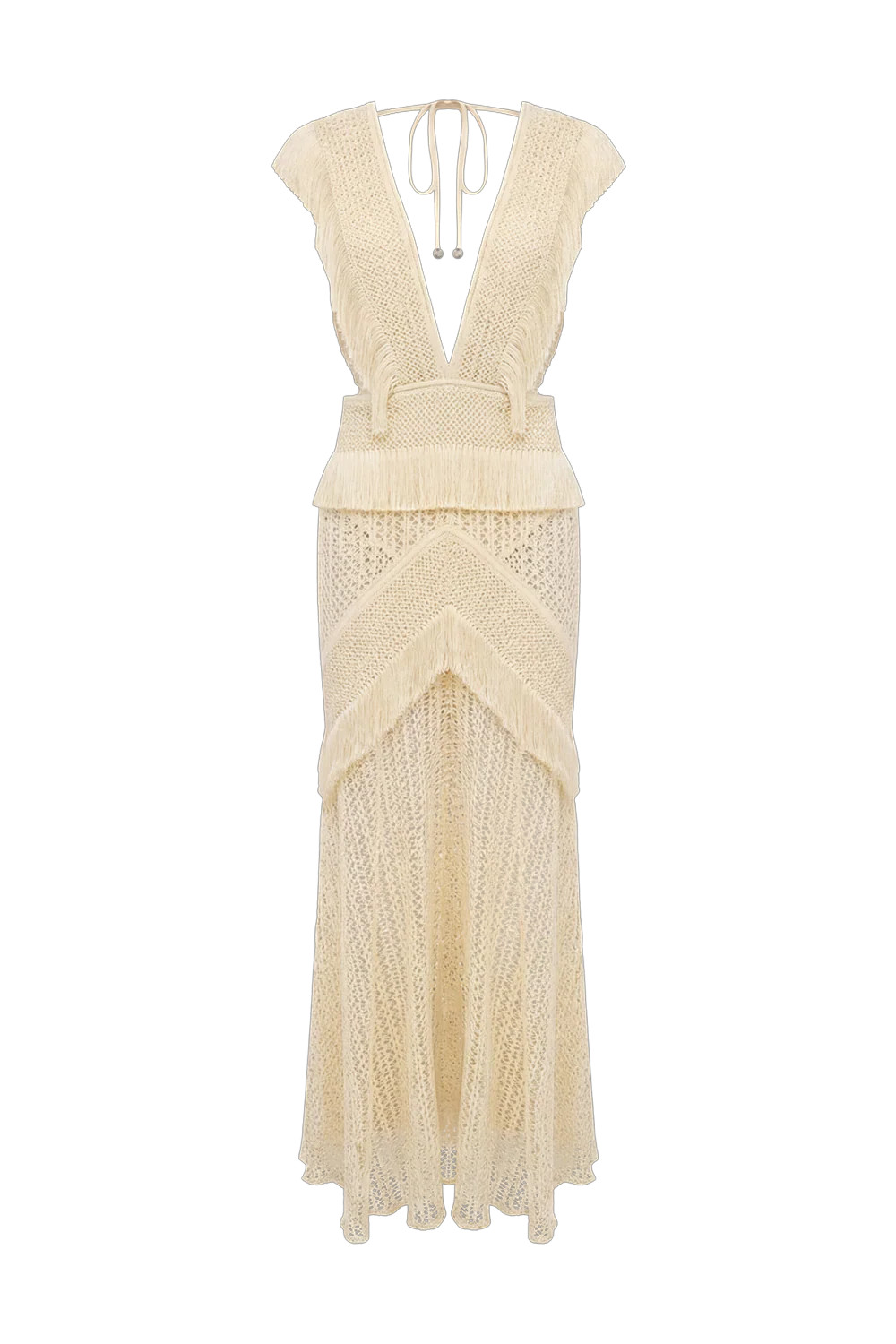 AYLA FRINGE PLUNGE MAXI DRESS | PatBO