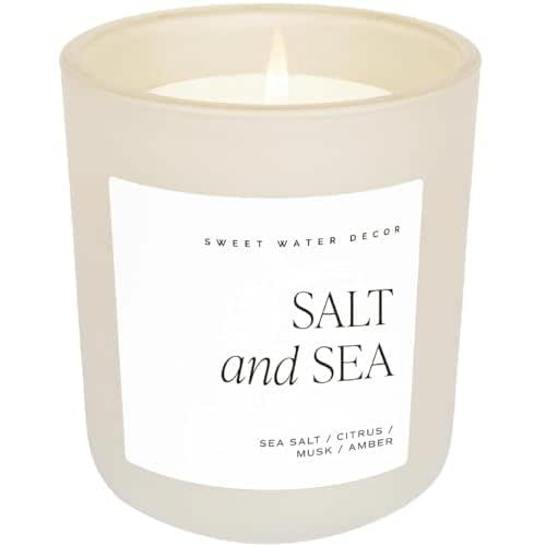 Sweet Water Decor Salt and Sea Soy Candle - Sea Salt, Citrus, Musk, and Amber Scented Candles for... | Amazon (US)