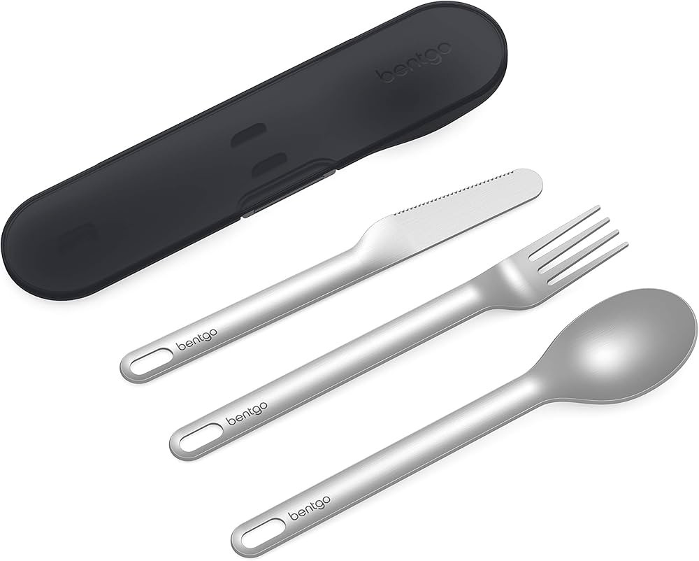 Bentgo Juego de utensilios de viaje de acero inoxidable, juego de cubiertos reutilizables de 3 pi... | Amazon (US)
