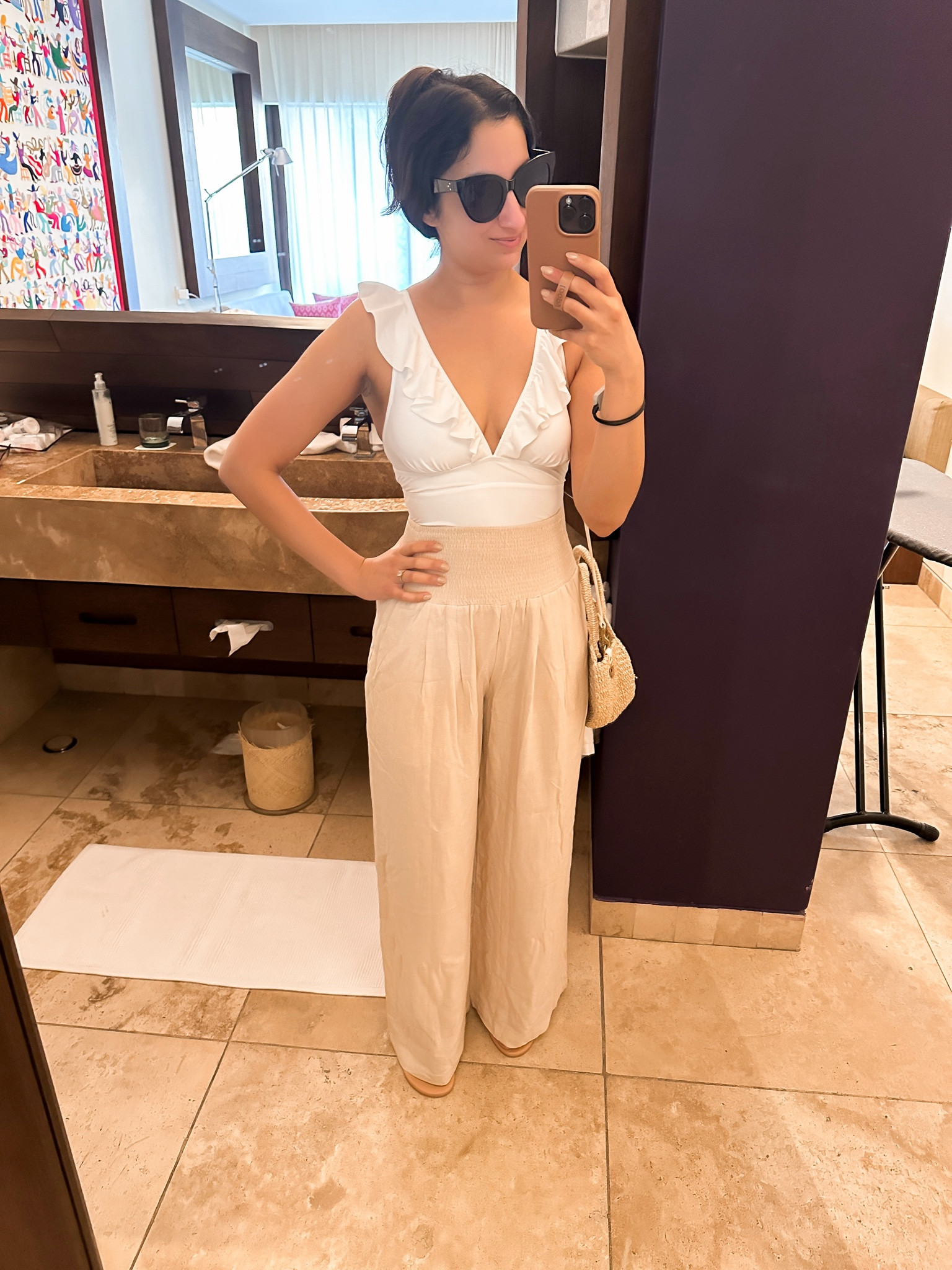 Spa and pool look! ✨ Amazon is seriously so clutch when it comes to beachwear 🏖️ 



Amazon find, Amazon bikini, Amazon swimwear, swimsuit, vacation look, wide leg pants, beach pants, linen pants, beige pants, spa look 