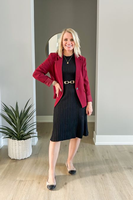 I love this ribbed black dress! It’s a beautiful basic dress! Pair it with a red blazer and it’s a great look for work! Sizing details- dress- xs || blazer- xs || shoes- 7.5

#LTKworkwear #LTKstyletip #LTKfindsunder100