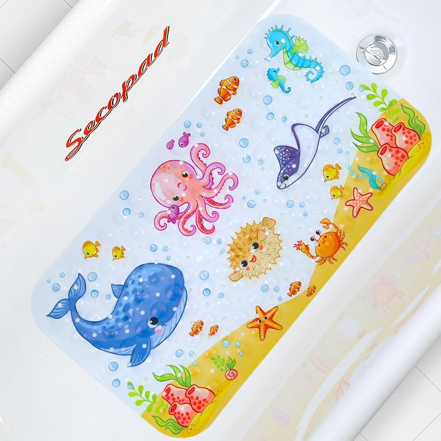 Bath Mat for Tub Non Slip, Machine Washable Anti-Slip Cartoon Baby Bathtub Shower Mat with Drain ... | Amazon (US)