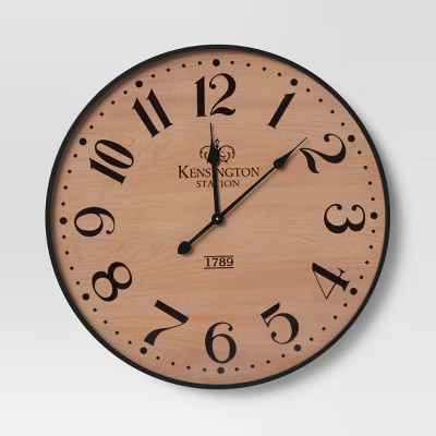 26" Wood Wall Clock Pine Finish Black - Threshold™ | Target