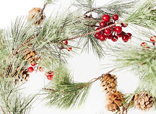 CraftMore Christmas Smokey Pine and Red Berry Garland 6 Feet | Amazon (US)