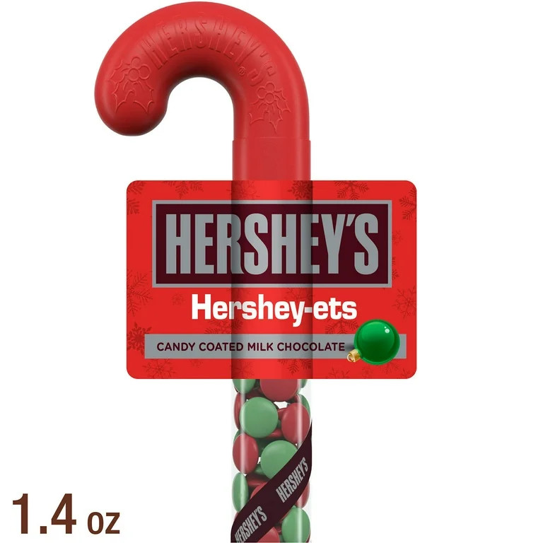 Hershey's Hershey-Ets Candy Coated Milk Chocolate Christmas Candy, Plastic Cane 1.4 oz | Walmart (US)