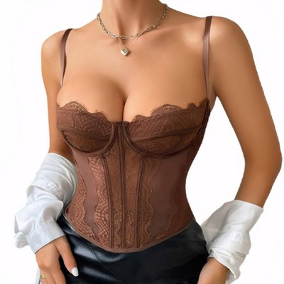 Women's Spaghetti Strap Mesh Corset Tops | Target