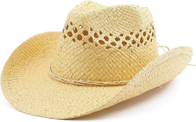 Adult Straw Sun Beach Western Cowgirl Cowboy Hat for Women | Amazon (US)