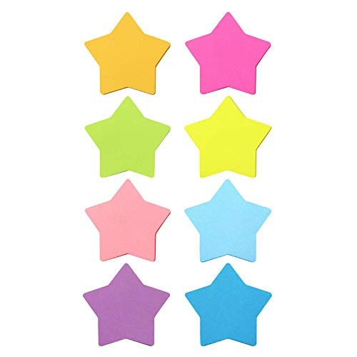 Star Shape Sticky Notes 8 Color Bright Colorful Sticky Pad 75 Sheets/Pad Self-Sticky Note Pads (8 Pads) | Amazon (US)